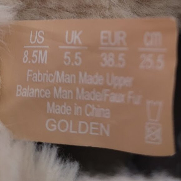 BZees Golden Faux Fur Trim Washable Slip-on Booties ODOR control Womens Sz 8.5 - Picture 9 of 10